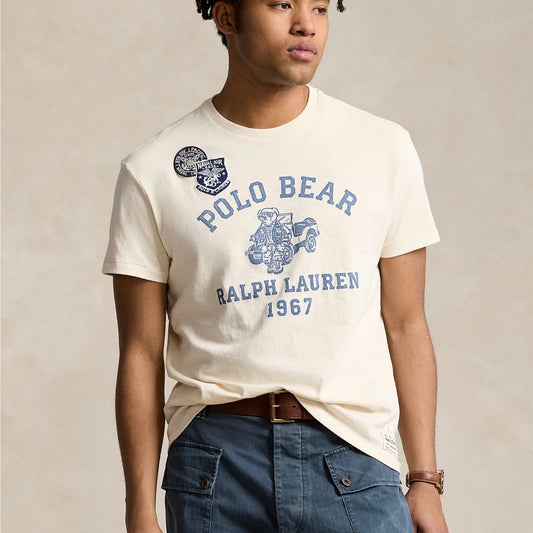 This cotton T-shirt features our beloved Polo Bear, as well as surplus-inspired patches and stencil prints throughout.